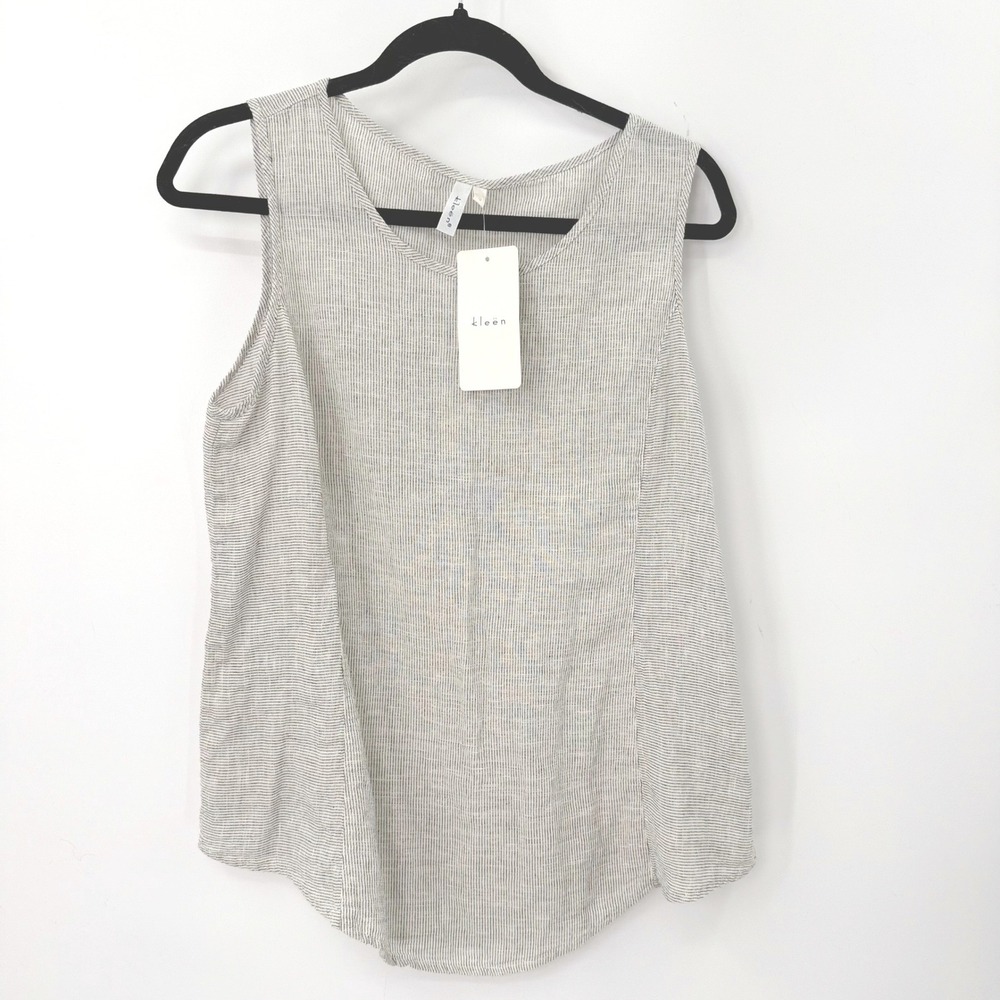 Kleen Tank Top NWT Womens S Striped Coastal Lagenlook Summer Minimalist Boho